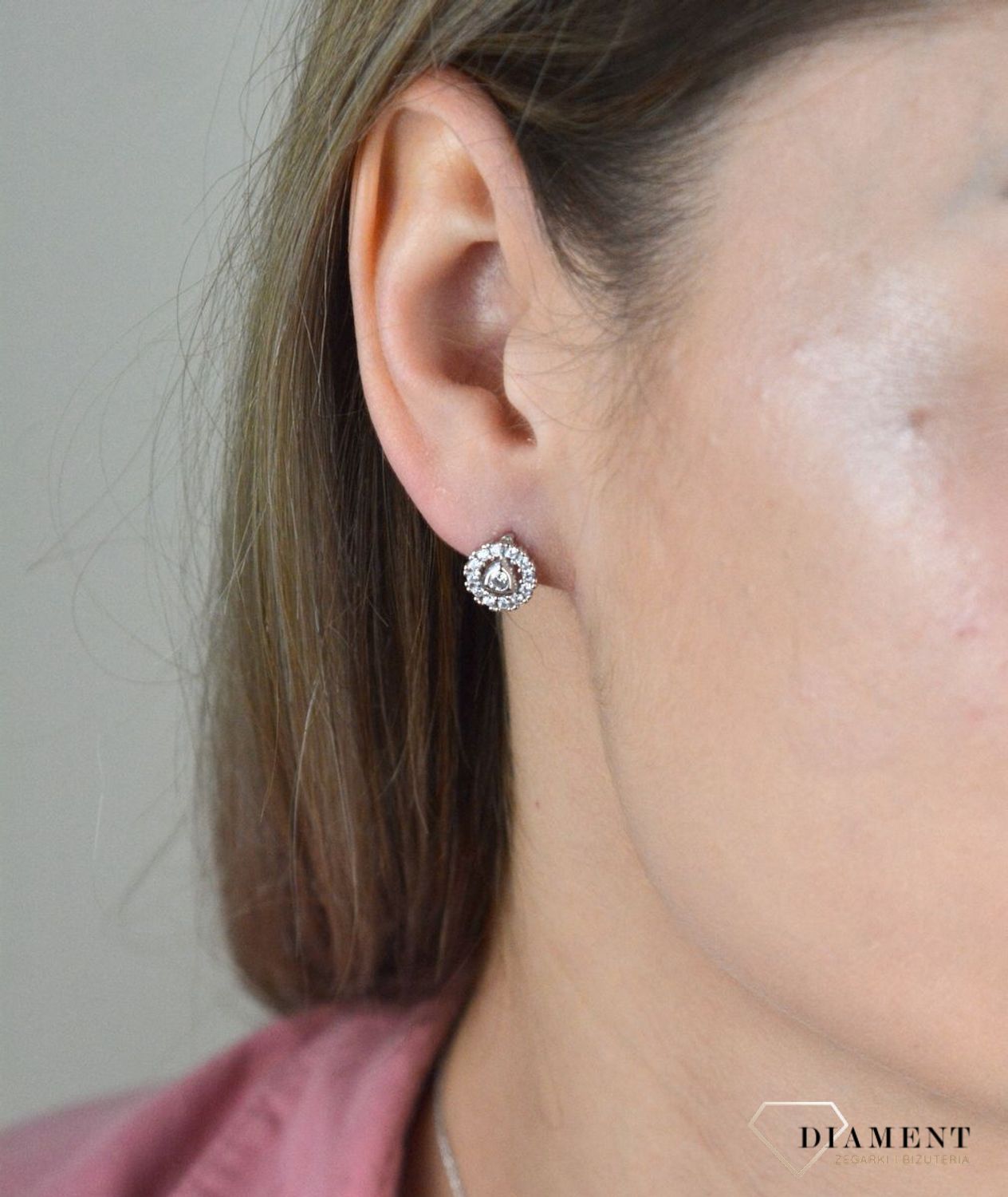 Kolczyki  srebrne kółka z cyrkonią SRK000000-048. Kolczyki na prezent. Ozdobne kółeczka . Proste kolczyki. Biżuteria na prezent.  Proste kolczyki,.jpg